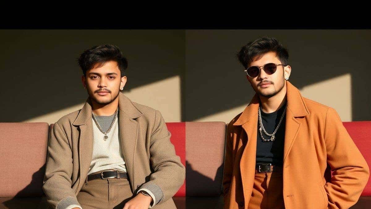 split screen comparison showing original photo and the ai edited version with a completely different realistic stylish outfit split screen comparison showing original photo and the ai edited version with a completely different realistic stylish outfit