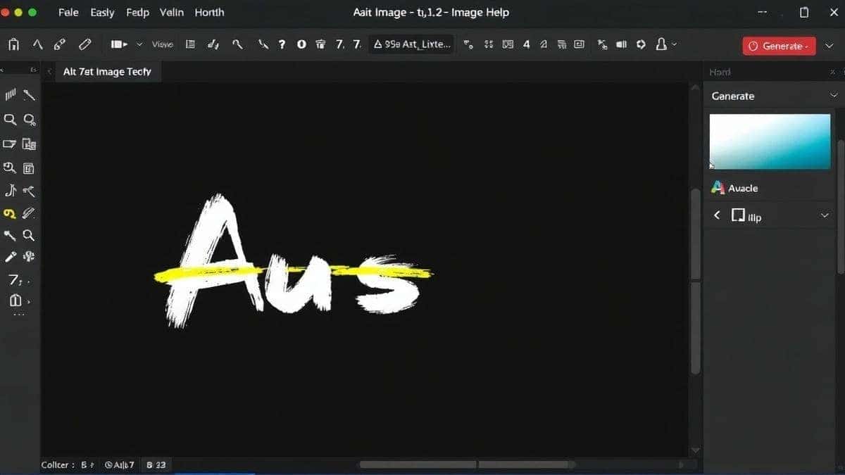 detailed screenshot showing the user interface of an ai image editing tool with a brush highlighting text and the generate button clearly visible
