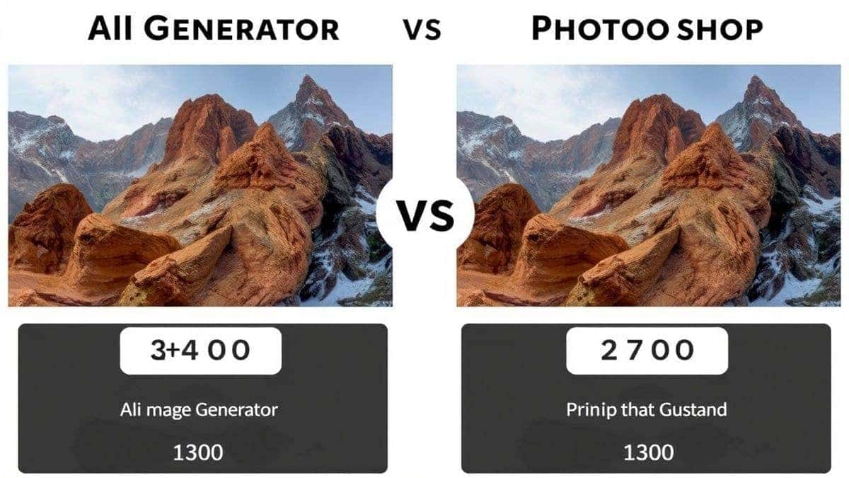 comparison chart ai image generator tools vs photoshop showing speed quality and pricing differences professional data visualization