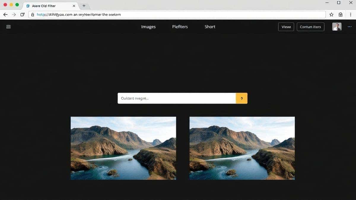 clean and simple user interface of ai old filter showing upload button and sample images on the homepage