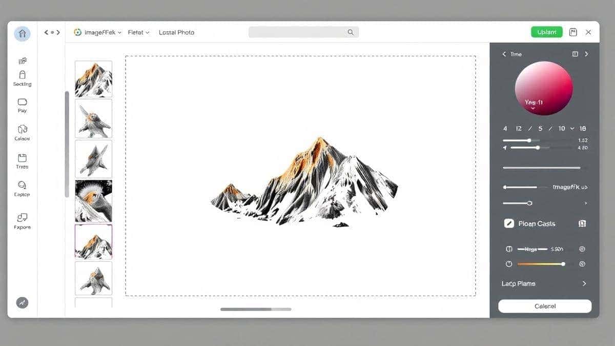 imagefk turn photo into line drawing tool interface user uploading a photo sleek modern dashboard ai image generator online platform detailed ui 4k