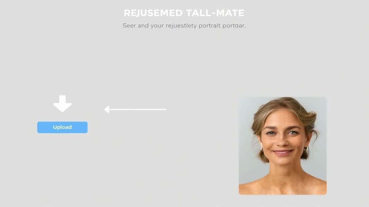 visual workflow of using an AI photo enhancement tool showing upload processing and download steps with a rejuvenated portrait result visual workflow of using an AI photo enhancement tool showing upload processing and download steps with a rejuvenated portrait result