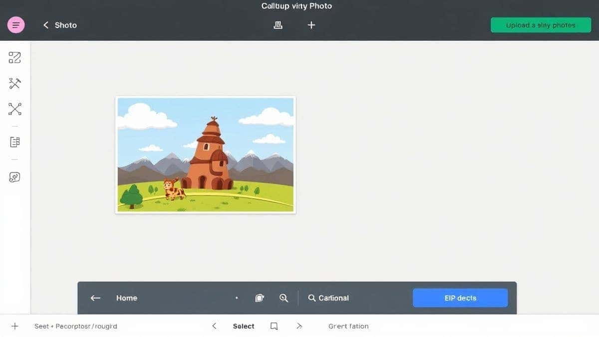 user uploading a photo to the ai photo to cartoon online tool interface clean simple modern design with style selection buttons