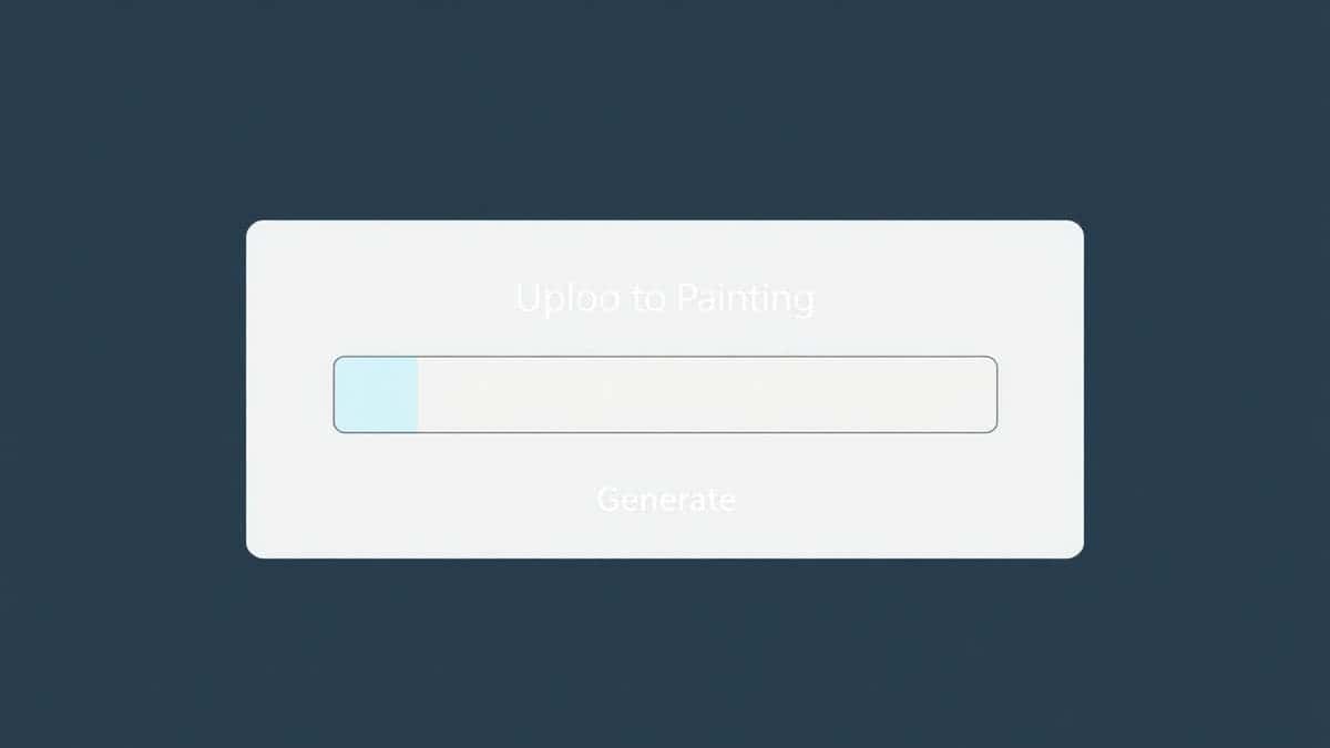 close up view of the ai photo to painting web interface showing upload button style selection grid and prominent generate button modern minimalist design