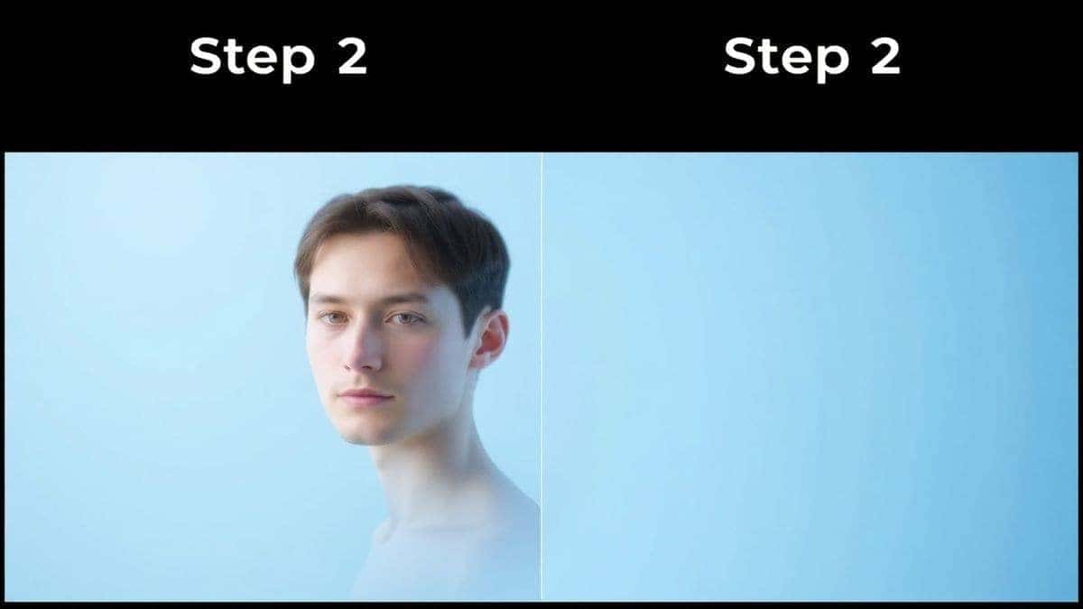 split screen interface showing step 1 upload photo step 2 select style step 3 AI processing step 4 download high quality avatar clean minimalist design split screen interface showing step 1 upload photo step 2 select style step 3 AI processing step 4 download high quality avatar clean minimalist design