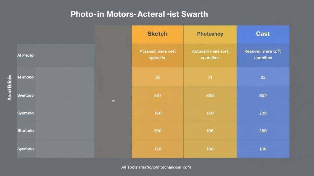 comparison chart showing ai photo to sketch versus photoshop versus other ai tools with speed cost and quality metrics infographic style