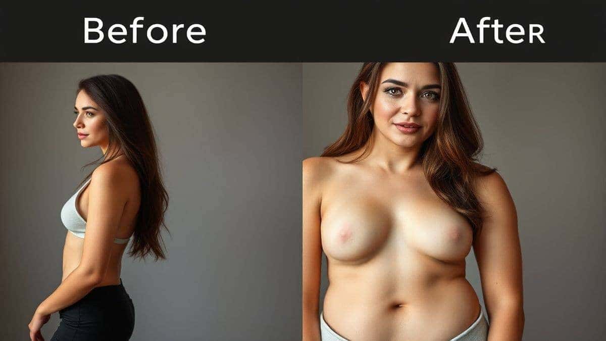 split screen comparison showing before and after using ai skinny filter on portrait photo natural slimming effect preserved background details split screen comparison showing before and after using ai skinny filter on portrait photo natural slimming effect preserved background details
