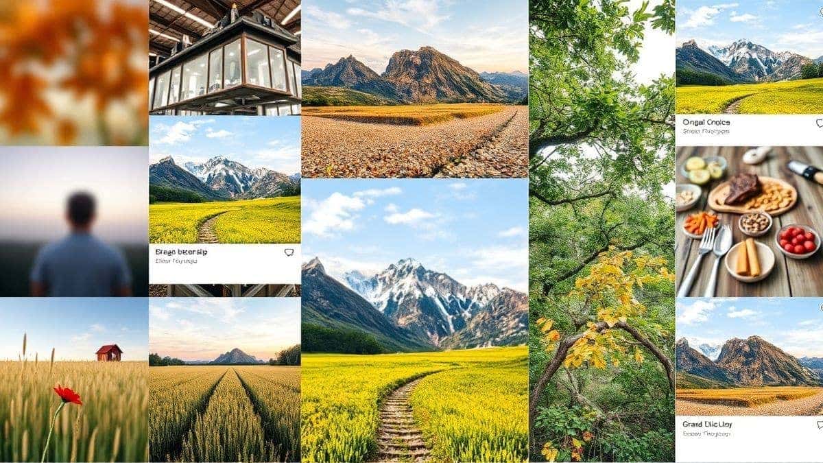 collage of social media posts for instagram facebook and twitter created using an ai image extender to adapt one photo to multiple aspect ratios