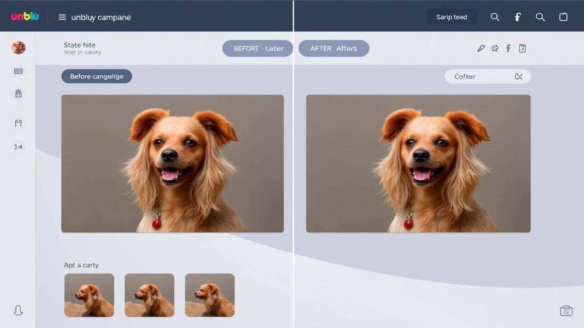 sleek online dashboard for ai unblur image tool showing before and after photo comparison vibrant interface modern design
