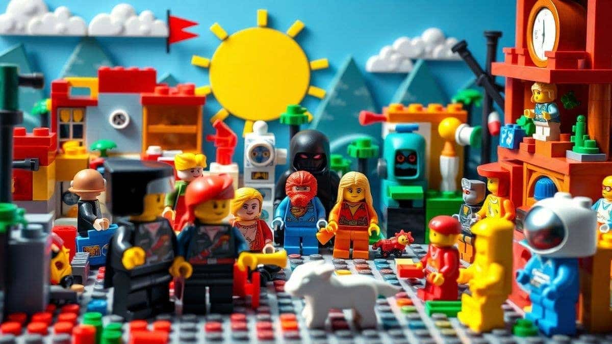 colorful lego style ai generated artwork showing diverse characters and scenes digital art block aesthetic high detail 4k