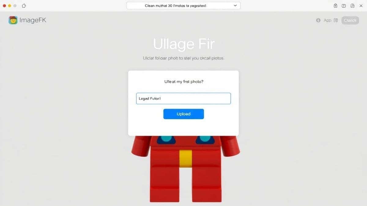 clear upload button interface for ai lego generator showing drag and drop area with sample images