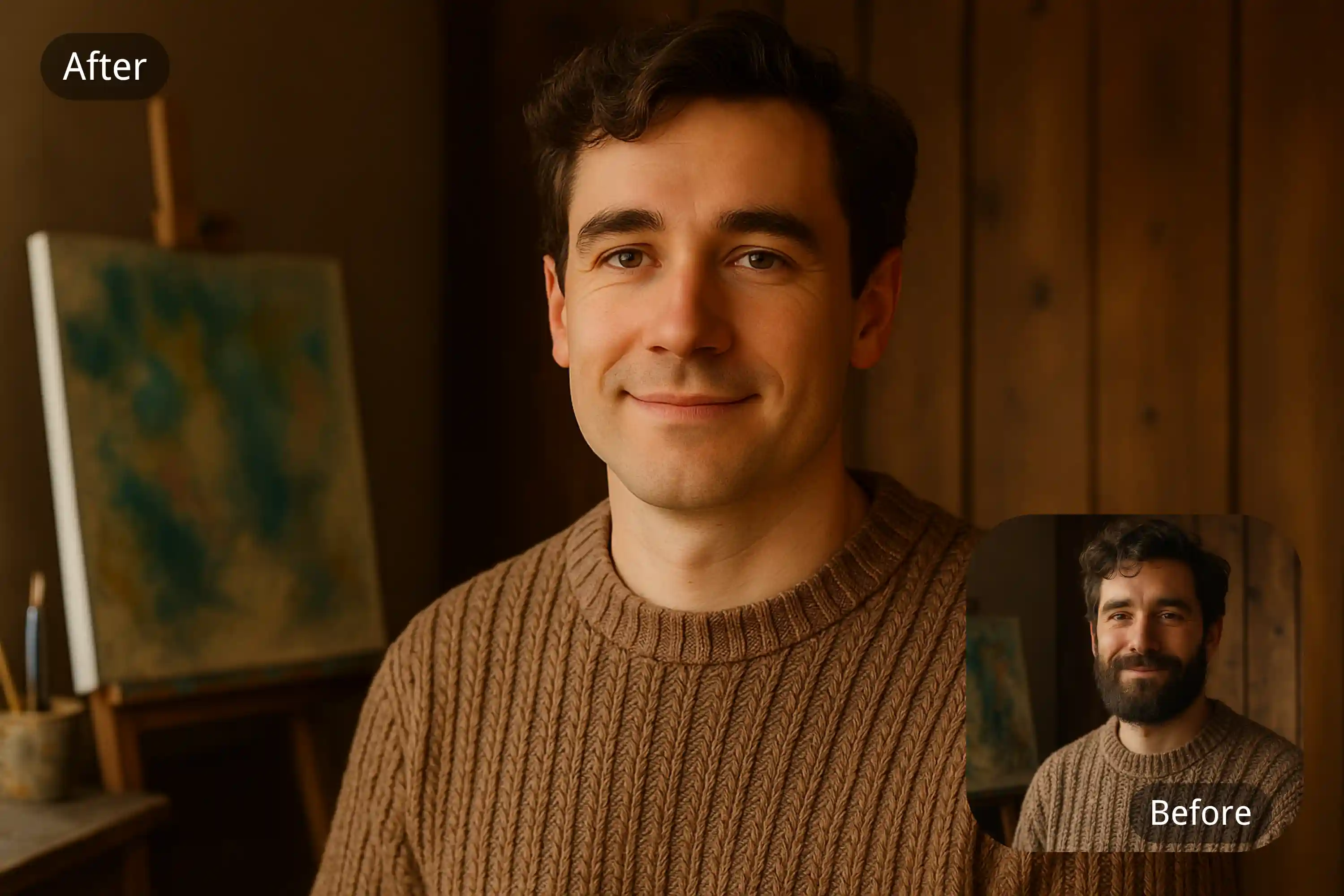 AI No Beard Filter result image